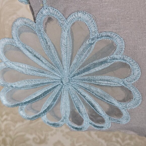 Sana Safinaz Size Small Light Gray Coverup Blue Embroidered Flowers Gray Pearl - Picture 6 of 14